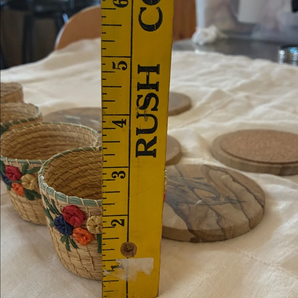 Collection of Beachy accents Coasters W/ Cork Backings Woven Porcelain Vase Set